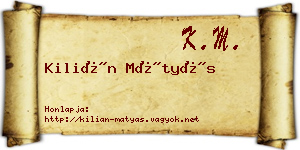 Kilián Mátyás névjegykártya